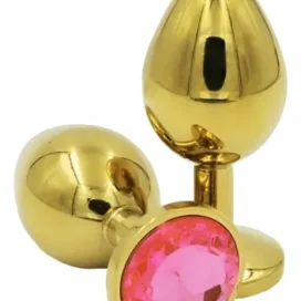 Plug Anal Dorado con Joya Rosa
