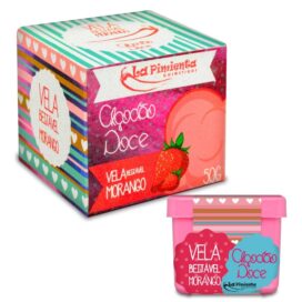 Vela Beijável de Fresa “Algodão Doce”